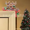 Decoraciones de Esquina de Puerta de Madera de Papá Noel Transfronterizo, Renos y Hombre de Jengibre, Decoraciones de Pared para Fiestas Interiores y Exteriores, Regalos