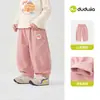 Pantalones de Algodón Puro para Bebé Dudu Home Ropa de Otoño Pantalones de Tijera para Niños Otoño Nuevo Estilo Pantalones Largos Pantalones de Trabajo para Niñas Modernos