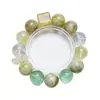 [Quan Ying Flotante] Pulsera de Cristal de Limón Natural para Mujer Fácil de Combinar Pulsera de Esmeralda Verde Cristal Blanco Venta al por Mayor
