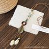 Collar de Cuerda Trenzada con Cuentas de Mariposa Estilo Bohemio para Mujer, Nuevo Estilo Chino Retro Colgante Largo de Cerámica Accesorio Estilo Étnico