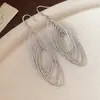 Colgante Hueco Oval Plegado con Circonita Incrustada de Metal Ganchos para Pendientes Pendientes Retro Elegantes Pendientes Ligeros de Lujo de Gama Alta para Mujer