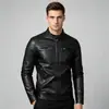 Chaqueta de cuero PU estilo europeo y americano, negro mate, cuello alto de cuero, chaqueta casual con cremallera, top ajustado, ropa exterior, ropa para hombre transfronteriza