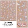 Redanco - Nuevas pegatinas para uñas con diseño de mariposa, flor y concha en relieve 5D, pegatinas tridimensionales adhesivas para uñas Dr-1006
