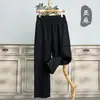 Calça Masculina de Linho Puro Verão Fina Calça Totalmente de Linho Calça Casual Masculina Solta Reta Drapê Calça de Perna Larga