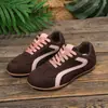 Tênis de Treino Alemão Plus Size Transfronteiriço Feminino Estilo Novo Primavera e Outono Comércio Exterior Bico Redondo Cadarço Solado Plano Casual Tênis Esportivo Board Shoes Atacado