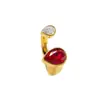 Moda Europeia e Americana Anel de Aço Inoxidável Fundido com Diamante Colorido Anel em Forma de Gota Luxo Acessível Versátil Zircônia Anel Aberto