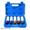 Juego de Dados de Impacto Grandes de 1/2", Acero Cromo Molibdeno, Bicolor, Resistente a Rayaduras, 15-22mm, Herramienta de Remoción de Llantas para Llave de Aire