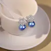 Los Pendientes Elegantes de Plata con Perla y Circonita en Forma de Copo de Nieve con Flor Grande, Amados por Celebridades y Celebridades de Internet, Pendientes Súper Brillantes y Lujosos