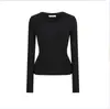 Suéter de Punto Elegante Adelgazante de Manga Larga con Cuello en U de Corte Ajustado para Mujer, Top Grueso con Forro Polar Integrado para Otoño e Invierno
