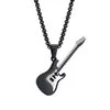 Atacado de fábrica pingente de guitarra personalizado rock and roll europeu e americano em aço inoxidável, colar com pingente clássico de rua moderno em aço titânio masculino