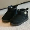 Botas de nieve para niños Ultraman invierno bebé más terciopelo engrosado niños y niñas zapatos de algodón color sólido caña corta botas cálidas