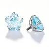 Pendientes de Aleación de Titanio F136 con Base Redonda, Circonita Cortada Flor de Cerezo, Clavos para Hélice Auditiva, Joyería con Base de Copa, Clavos para Labio con Circonita Flor de Cerezo Engastada en Garras