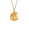 Tienda de Oro El Mismo Estilo de Zhou Colgante Tejedor de Sueños de Estrella y Luna Chapado en Oro, Collar Compañero de Estrella y Luna, Joyería de Lujo Ligero de Alta Gama para Mujeres Venta al por Mayor