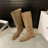 Botas longas femininas que aumentam a altura e afinam, nova coleção outono/inverno 2026, até o joelho, estilosas e da moda