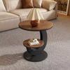 Mesa de Centro Cor de Noz de Luxo Leve Estilo Medieval para Sala de Estar, Conjunto de Mesas de Chá Ovais, Novo Modelo de Designer Moderno Simples
