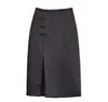 Comercio exterior transfronterizo al por mayor 2026 nueva moda europea y americana para mujer nueva falda negra abotonada de estilo chino