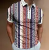 Camisa Polo Casual de Estampado Étnico de Manga Corta para Hombre Estilo Retro Transfronteriza