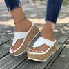 2023 Nuevas Chanclas Gruesas de Color Sólido con Pinza para Dedo del Pie de Tamaño Grande, Chanclas de Chanclas con Hebilla de Cuña para Mujer, Boca de Pez
