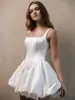 Estilo Francés Ligero Boda Satén Sencillo Hombros Descubiertos Corto Nicho Gama Alta Fotografía de Viaje Ultra-Hada Falda Abullonada Elegante Vestido de Noche