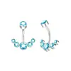 Anillo para el ombligo de acero inoxidable con incrustaciones de cobre y zircón serie azul Anillo para el ombligo de corazón y flor Clavo para el ombligo Anillo para el ombligo sexy europeo y americano