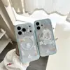 Funda de Teléfono Linda Conejo de Dibujos Animados Azul Playa Manzana 18Promax Adecuada para 17Pro Magnética Doble Capa 16Pro