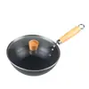 Mini Panela de Ferro Pequena Sem Revestimento Wok de Fundo Plano para Wok Pequeno Comida para Uma Pessoa Doméstica Fogão a Gás Indução Universal
