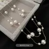Super fada longo colar de pérolas temperamento na moda estilo palácio nicho design clavícula cadeia requintado suave camisola cadeia