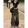 Pantalones Cargo Camuflados Retro Americanos para Mujer, Talla Petite 150, de Primavera, para Danza Jazz, Pierna Ancha, Cintura Alta, Rectos, de Largo Completo