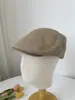 Gorra de Lino Estilo Británico Japonesa Adelantada para Mujer, Boina Sencilla Artística de Color Sólido para Primavera y Verano, Gorra de Pico de Alta Gama para Hombre