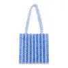 Bolsa de Ombro Versátil com Contas de Acrílico Costuradas com Pérolas, Estilo Novo 2024 Personalizado, Bolsa de Contas, Bolsa Tecida à Mão, Transversal