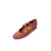 Zapatos Cruzados Mary Jane de Piel de Caballo para Mujer, Planos de Boca Baja, Nuevos Productos de Primavera, Tacones Planos Redondos Completamente de Cuero, Zapatos Planos Bajos para Mujer