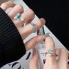 Pequeño Anillo Abierto Exquisito de Mariposa Fresca Esmalte Azul Mar Incrustado con Perlas Diseño Nicho Anillo Envolvente Personalizado para Mujer