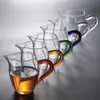 Taza de vidrio de borosilicato alto con asa taza justa pico de halcón asa transparente té mar preparación casera de té taza de hombre accesorios para juegos de té taza de té