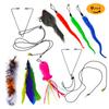 Nuevo juego de juguetes para gatos con columpio transfronterizo, colgante para puerta, cabezal de repuesto con plumas, divertido juguete para gatos, divertido palo para gatos.