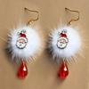 Comercio Exterior Ins Santa Claus Flor de Ciruelo Borla Ciervo Bola de Pompón Cristal Rojo Aretes de Navidad Venta al por Mayor Sde01