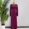 Vestido Loriya liso plus size de manga comprida LR559