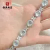 Nuevo brazalete de estilo chino de lujo ligero con incrustaciones de vidrio, jade de espuma de agua, con forma de huevo para mujer, joyería elegante y exquisita con forma de calabaza
