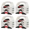 Caja de Regalo para el Día del Padre, Caja de Papel Estilo Masculino con Diseño de Bigote y Corbata de Moño, Caja para Empaque de Regalo de Dulces y Pasteles en Stock