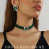 Colar Choker Europeu e Americano de Luxo em Vidro Cristal de Camada Dupla Geométrico Retangular Conjunto de Brincos Colar de Cristal Colorido da Moda