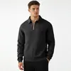 Camisa Polo Masculina de Jacquard Texturizado de Cor Sólida com Botão, Estilo Novo, Gola Ponta e Mangas Longas, Europeia e Americana, Transfronteiriça, Primavera e Outono