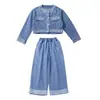 Conjunto de Mezclilla Chic para Niñas Otoño 2026 Moda Infantil Conjunto de Dos Piezas con Chaqueta de Mezclilla y Pantalones con Lentejuelas