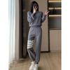 Pantalones de Traje de Punto de Moda Europea Transfronterizo para Mujer Otoño e Invierno Nuevo Estilo Occidental Ropa Exterior a Rayas Suéter Holgado Conjunto de Dos Piezas