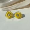 Los pendientes de girasol más sencillos, más coloridos, más exquisitos y brillantes, pendientes de cristal tejido tridimensional con microincrustaciones, joyería
