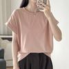 Camiseta de Manga Corta con Tejido Falso Tencel para Mujer, Estilo Trendy Ins, Verano 2026, Diseño Holgado, Top de Algodón, Mayoreo