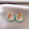 Brincos de franja com contas de zircônia azul vintage, estilo retrô francês, luxo leve e sensação de alta qualidade