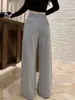 Calça de moletom cinza feminina, novo estilo primavera e outono, cintura alta, modelagem que afina, calça casual solta, calça de moletom wide leg estilo americano para baixinhas