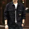Chaqueta de trabajo de alta calidad para hombre, moda primavera y otoño, marca, holgada, retro americano, con solapa, multibolsillos, casual, con volantes, guapo
