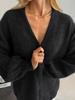 Nuevo Elegante Cárdigan Largo de Punto para Mujer 2025 Suéter Cardigan de Punto Holgado de Manga Larga con Cuello en V de Longitud Media