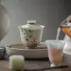 Mi Yan Underglaze Color Pure Hand-painted Peony Flower Cover Bowl Tigela de chá de cerâmica artesanal não quente para fabricante de chá doméstico Kung Fu
