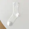 Calcetines de Seda Refrescantes para Mujer, Estilo Delgado de Primavera y Verano, Borde de Burbuja con Encaje de Gatito, Calcetines Holgados Dongdaemun Transfronterizos al por Mayor